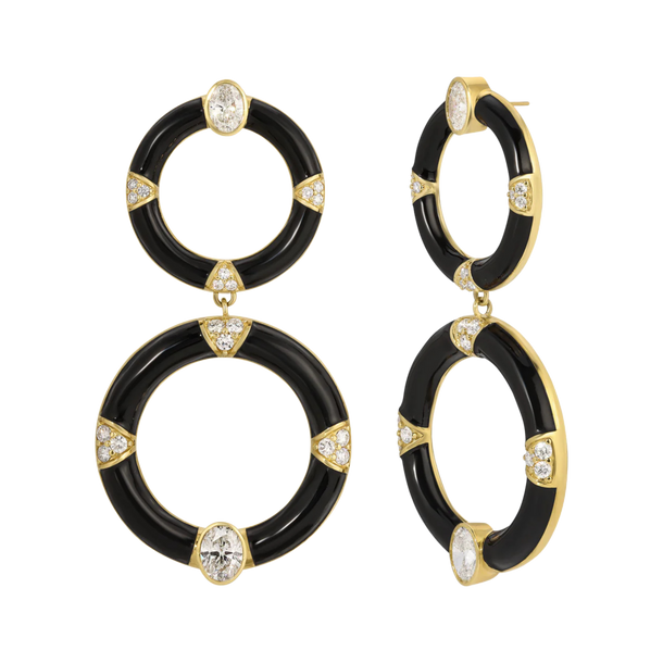 House Of Harlow Bespoke Diamond Enamel Door Knocker Earrings