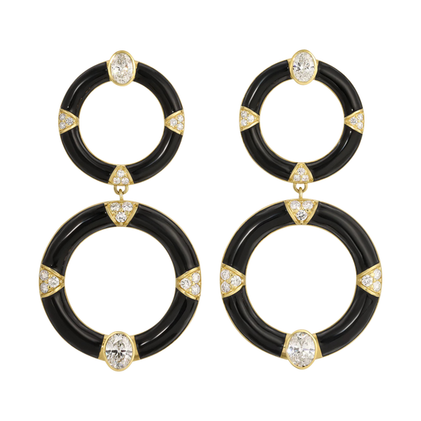 house of harlow Bespoke Diamond Enamel Door Knocker Earrings