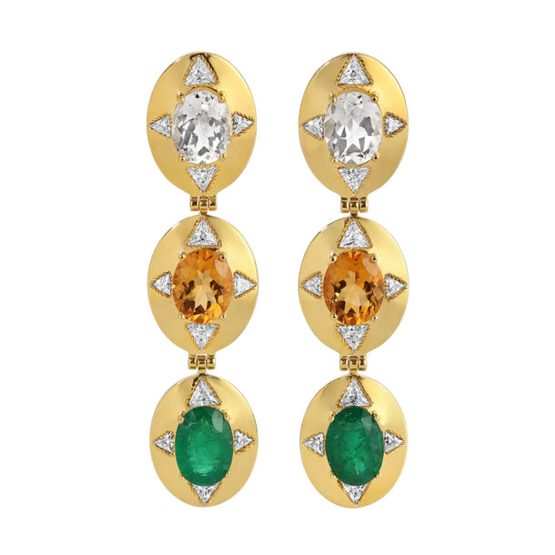 House Of Harlow Bespoke Gemstone Three Drop Earrings
