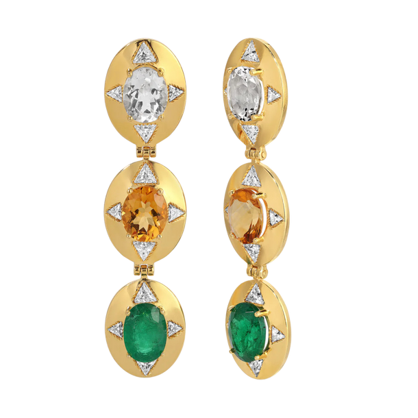 house of harlow Bespoke Gemstone Three Drop Earrings