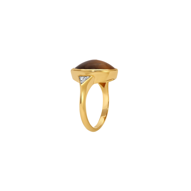 House Of Harlow Celeste Tiger's Eye Trillion Diamond Ring 7