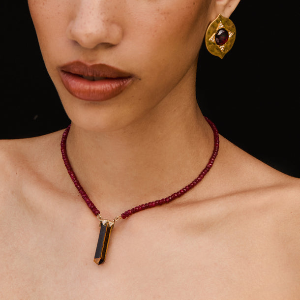 House Of Harlow HH Signature Ruby Strand & Tiger's Eye Diamond Crown Necklace X McMullen