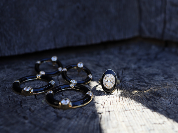 House Of Harlow Bespoke Diamond Enamel Ring