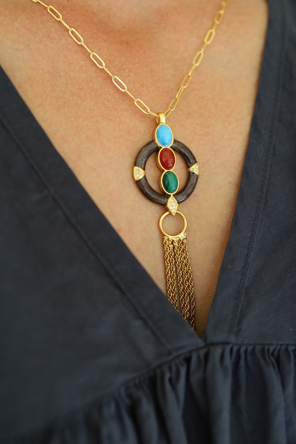 House Of Harlow Madera Fringe Pendant