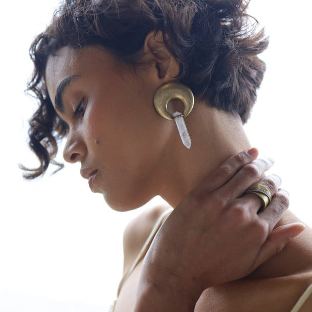 House Of Harlow Quartz Horn Earrings