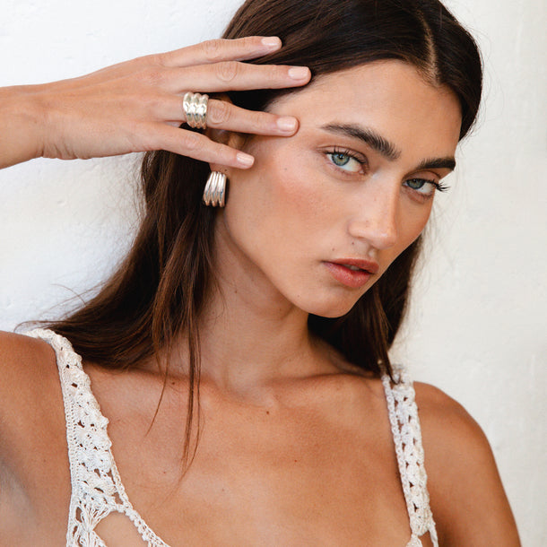 House Of Harlow Silver Kerchief Hoops