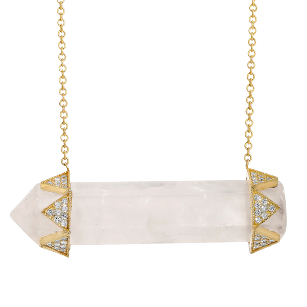 House Of Harlow Rose Quartz Horizontal Diamond Crown Necklace Gold/RoseQuartz