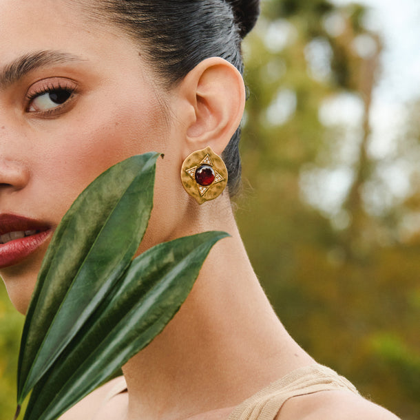 House Of Harlow The Coin Single Garnet Earrings X McMullen