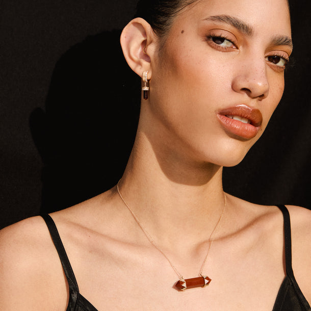 House Of Harlow The Nova Red Jasper Horizontal Diamond Crown Necklace X McMullen