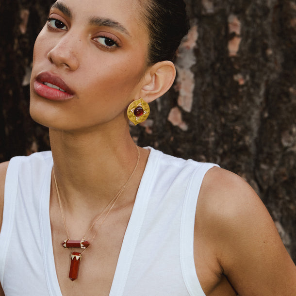 House Of Harlow The Nova Red Jasper Horizontal Diamond Crown Necklace X McMullen