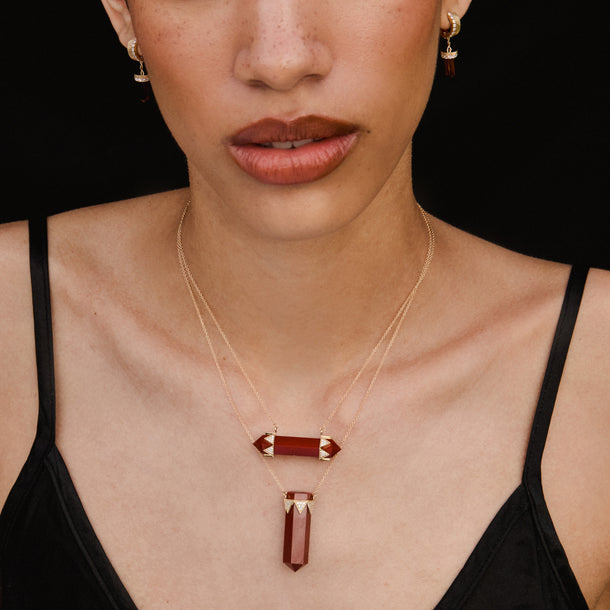 House Of Harlow The Nova Red Jasper Vertical Diamond Crown Necklace X McMullen
