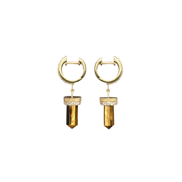 House Of Harlow The Nova Tiger's Eye Diamond Huggies