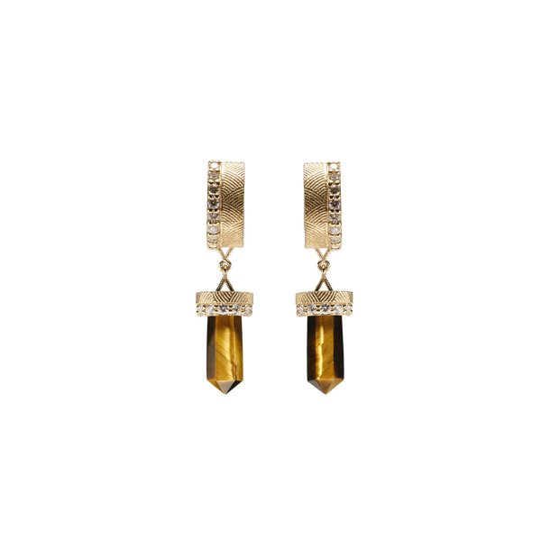 house of harlow The Nova Tiger's Eye Diamond Huggies