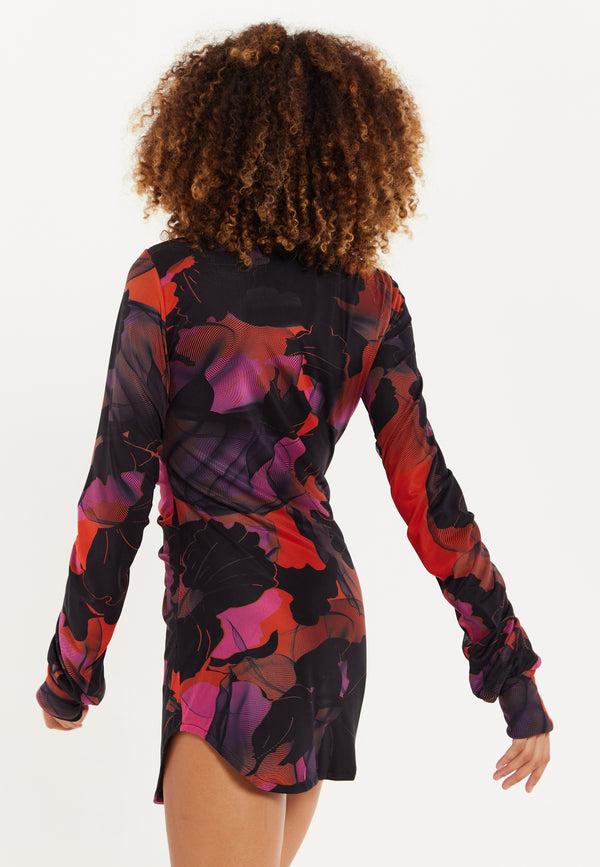 House Of Holland Abstract Wire Print Mesh Shirt Dress