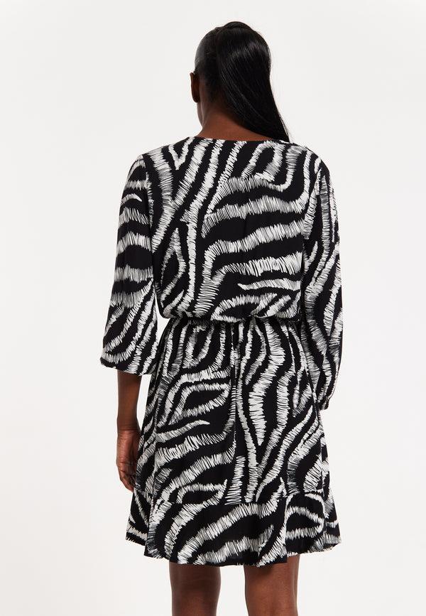 House Of Holland House Of Holland Abstract Animal Printed Wrap Front Mini Dress