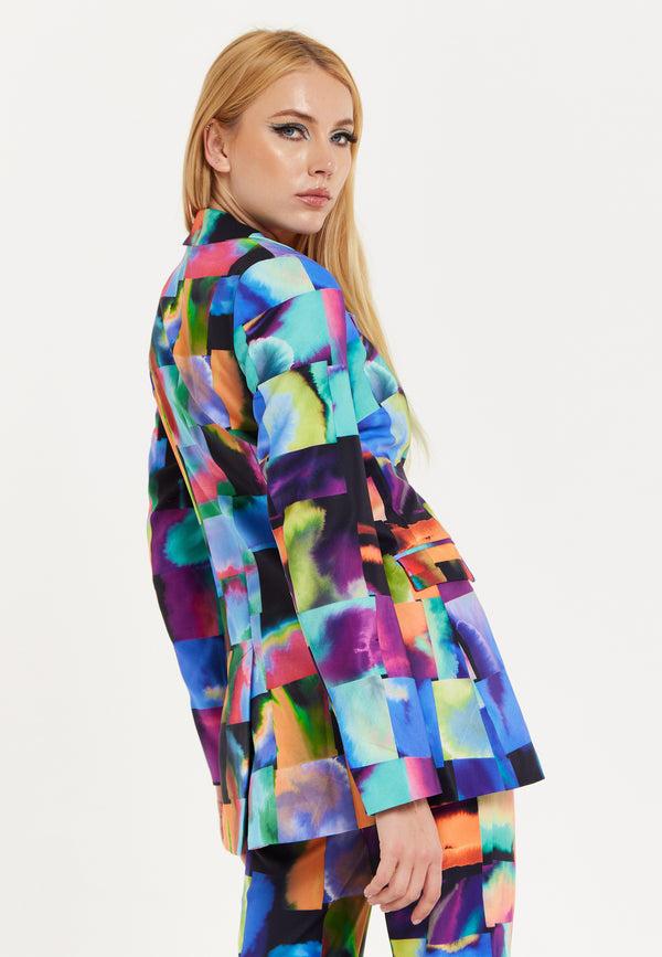 House Of Holland Abstract Patchwork Print Blazer