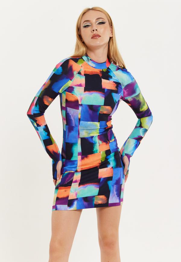 House Of Holland Abstract Patchwork Print Dress