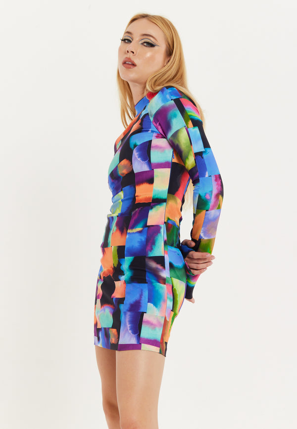 House Of Holland Abstract Patchwork Print Dress
