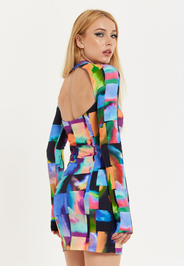 House Of Holland Abstract Patchwork Print Dress