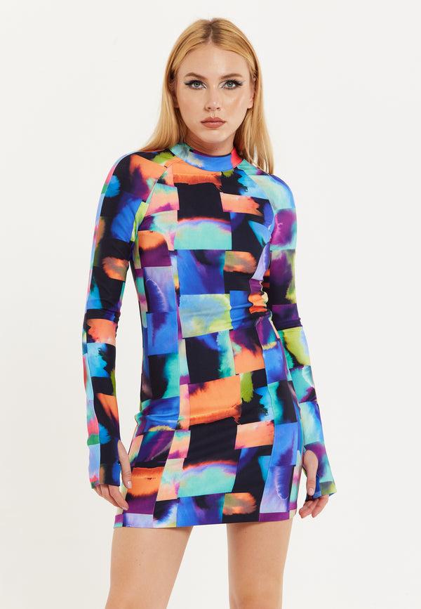 house of holland Abstract Patchwork Print Dress house of holland Abstract Patchwork Print Dress