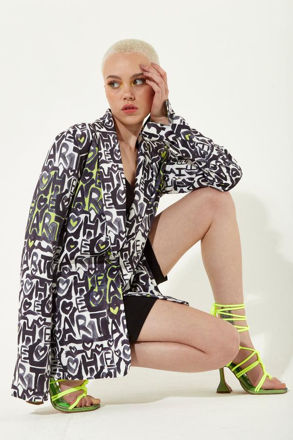 house of holland House Of Holland Abstract Print Oversized Blazer