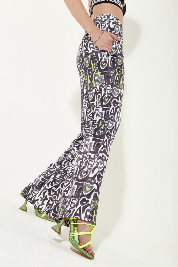 House Of Holland House Of Holland Abstract Print Wide Leg Trousers