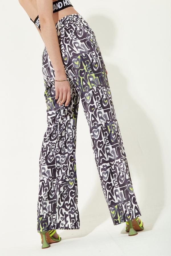 House Of Holland House Of Holland Abstract Print Wide Leg Trousers