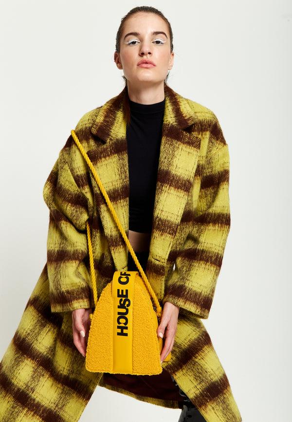 house of holland House Of Holland Abstract Shape Cross Body Bag In Teddy Mustard