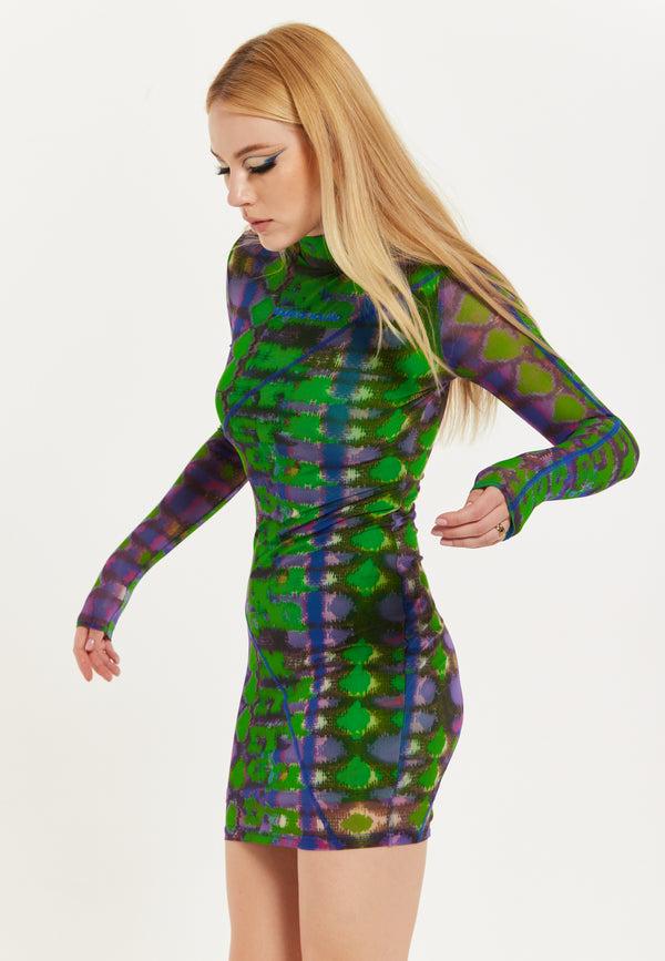 House Of Holland House Of Holland Abstract Snake Print Mini Dress