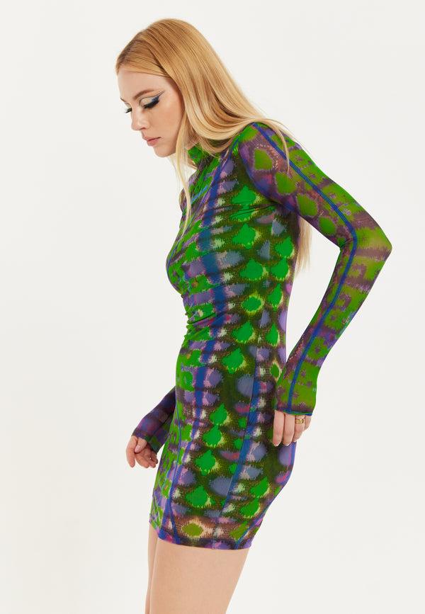 House Of Holland House Of Holland Abstract Snake Print Mini Dress