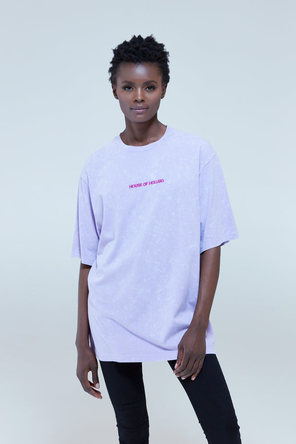 house of holland House Of Holland Acid Wash Oversized T-Shirt In Lilac