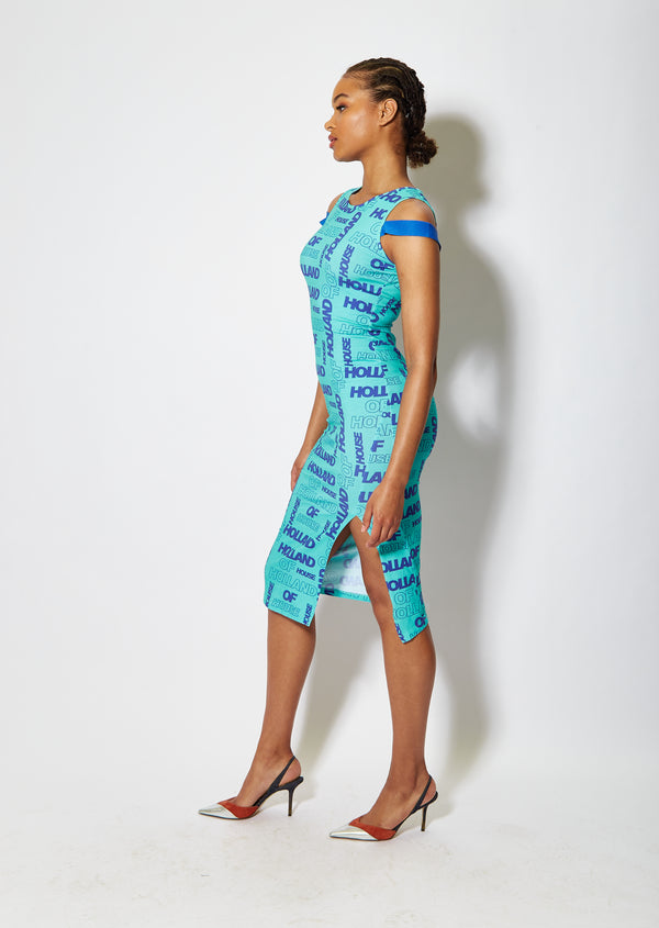 House Of Holland House Of Holland All Over Print Sleeveless Fitted Dress