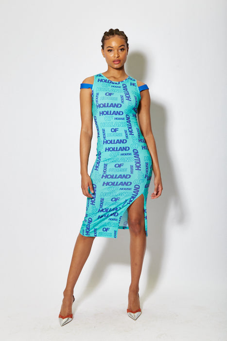 House Of Holland House Of Holland All Over Print Sleeveless Fitted Dress