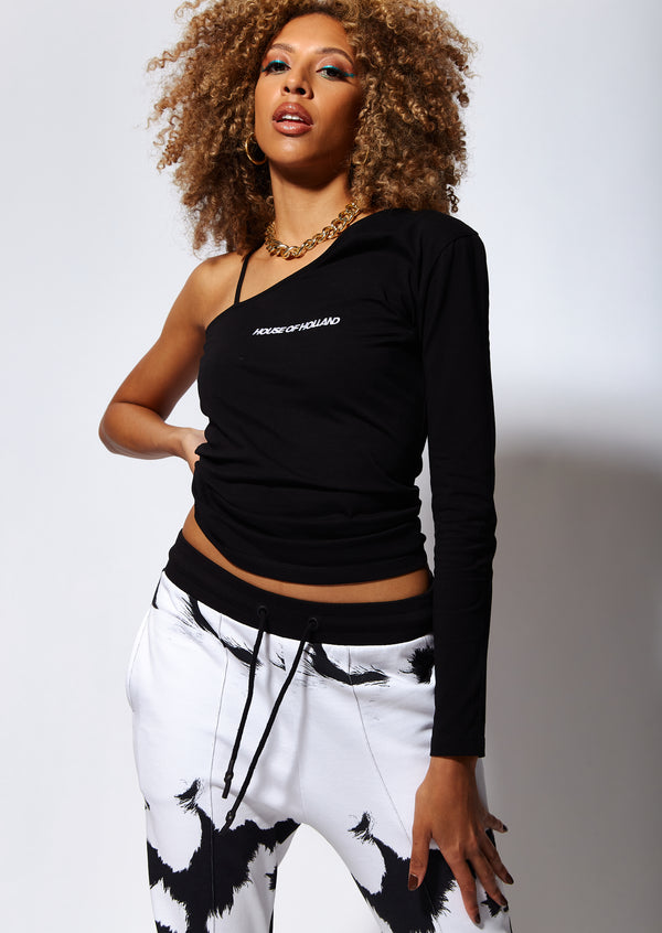 house of holland House of Holland Asymmetric One Sleeve Fitted Top house of holland House of Holland Asymmetric One Sleeve Fitted Top