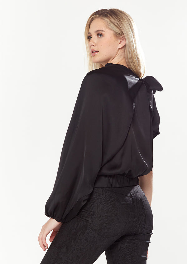 House Of Holland House Of Holland Asymmetric Voluminous Sleeve Top In Black