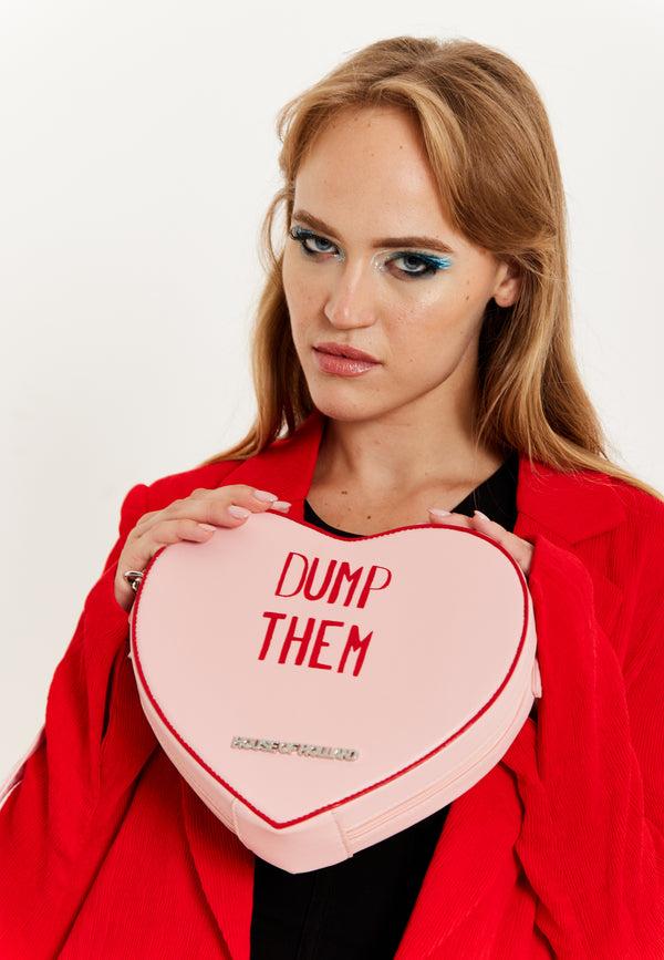 House Of Holland House Of Holland Bitter Sweet Heart Handbag With ''Dump Them'' Message