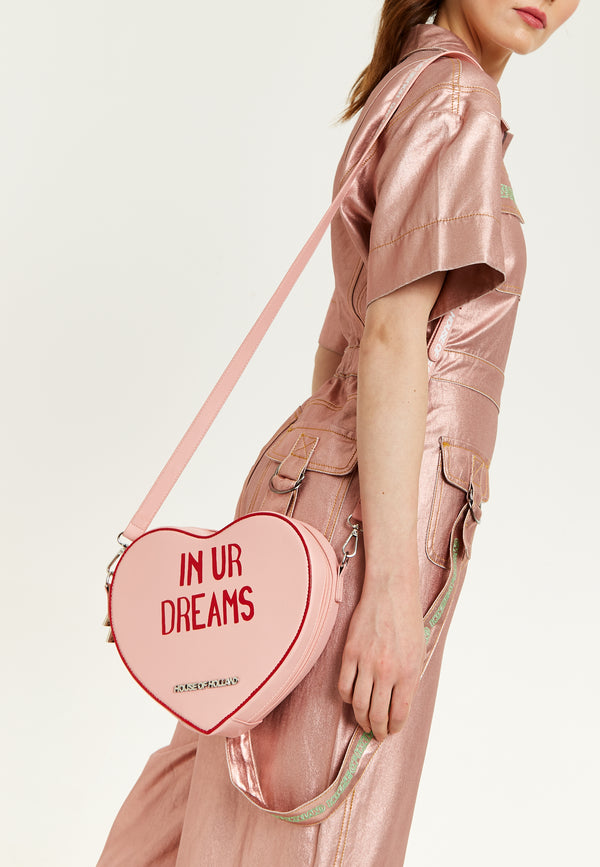 house of holland House of Holland Bitter Sweet Heart Handbag With ''In Ur Dreams'' Message