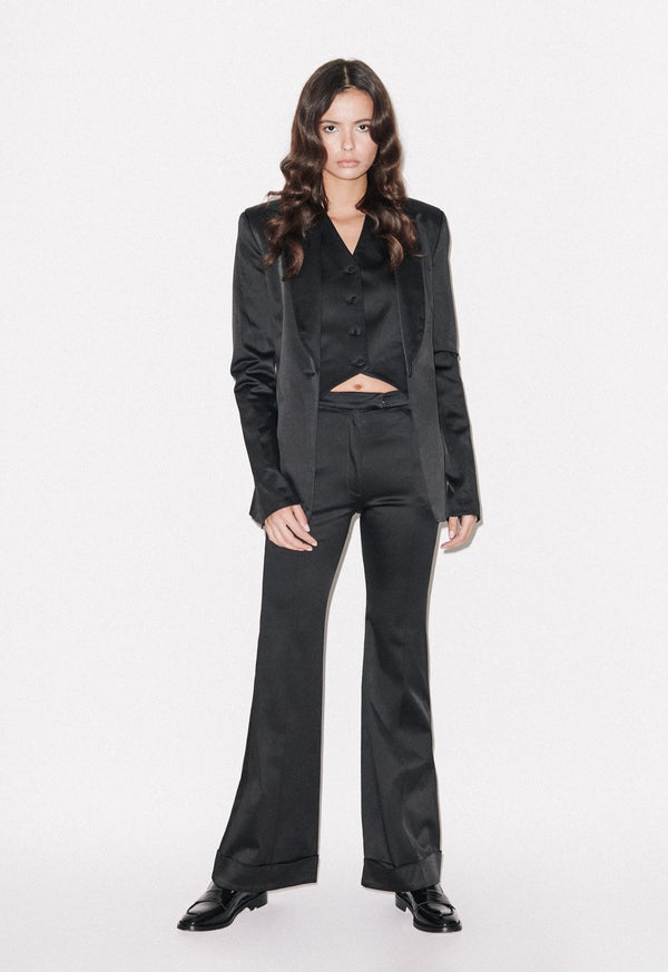 House Of Holland House Of Holland Black Satin Tailored Jacket