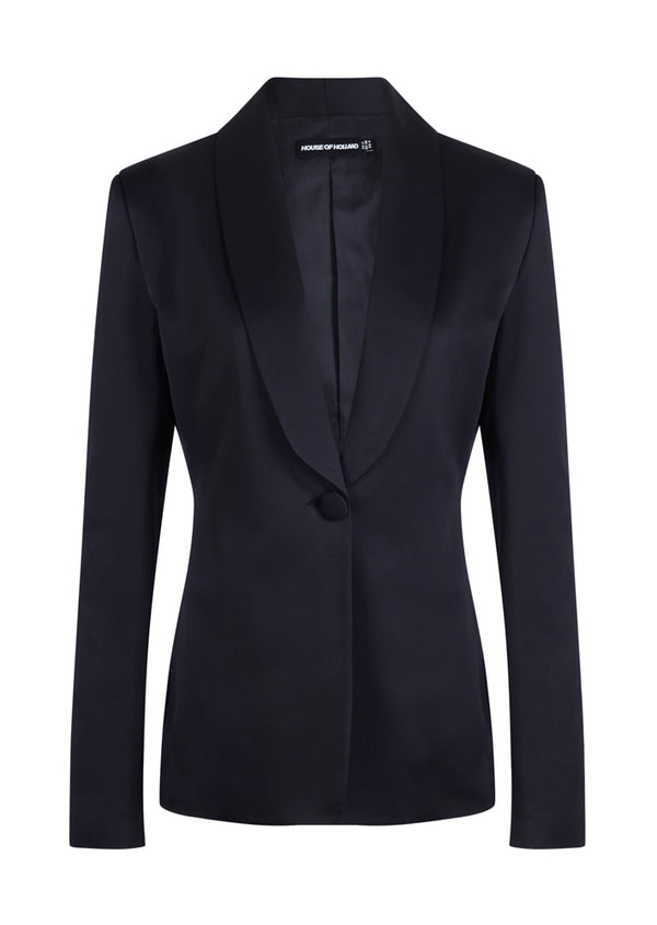 House Of Holland House Of Holland Black Satin Tailored Jacket