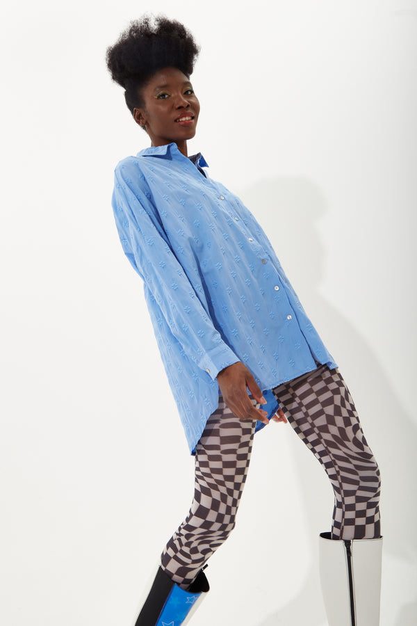 House Of Holland House Of Holland Blue Jacquard Shirt