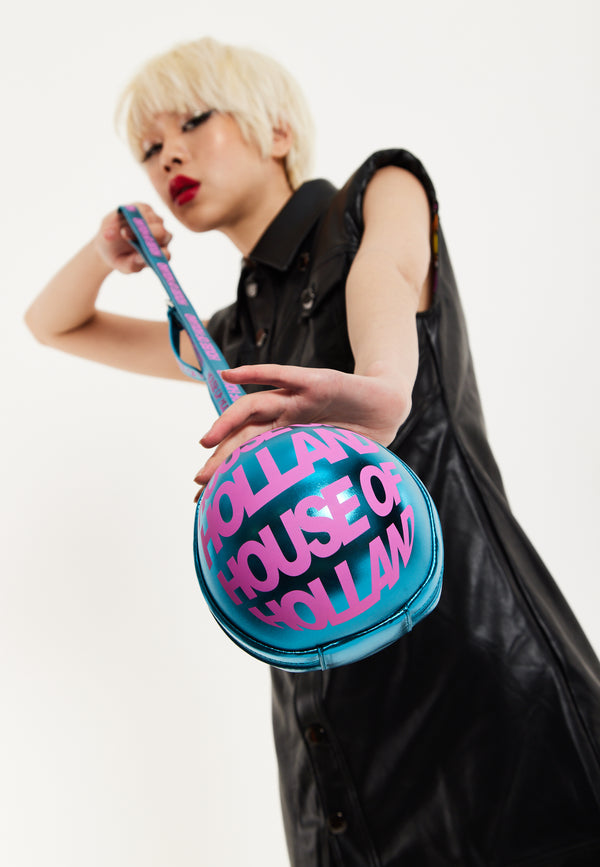 House Of Holland House Of Holland Blue Metallic Sphere Crossbody Bag