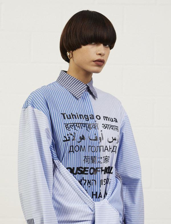 House Of Holland House Of Holland Blue Multi-Lingual Stripe Shirt