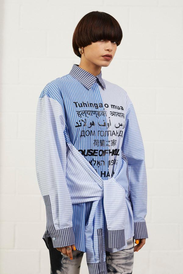 house of holland House of Holland Blue Multi-Lingual Stripe Shirt