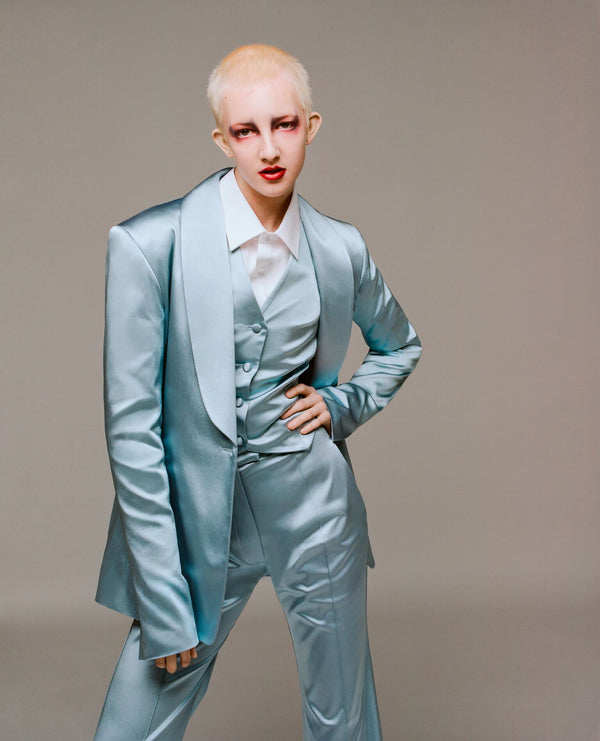 House Of Holland House Of Holland Blue Satin Tailored Waistcoat