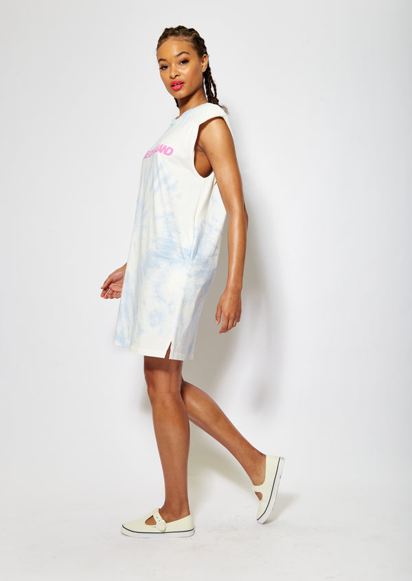 House Of Holland House Of Holland Blue Tie-Dye Sleeveless Tunic Dress