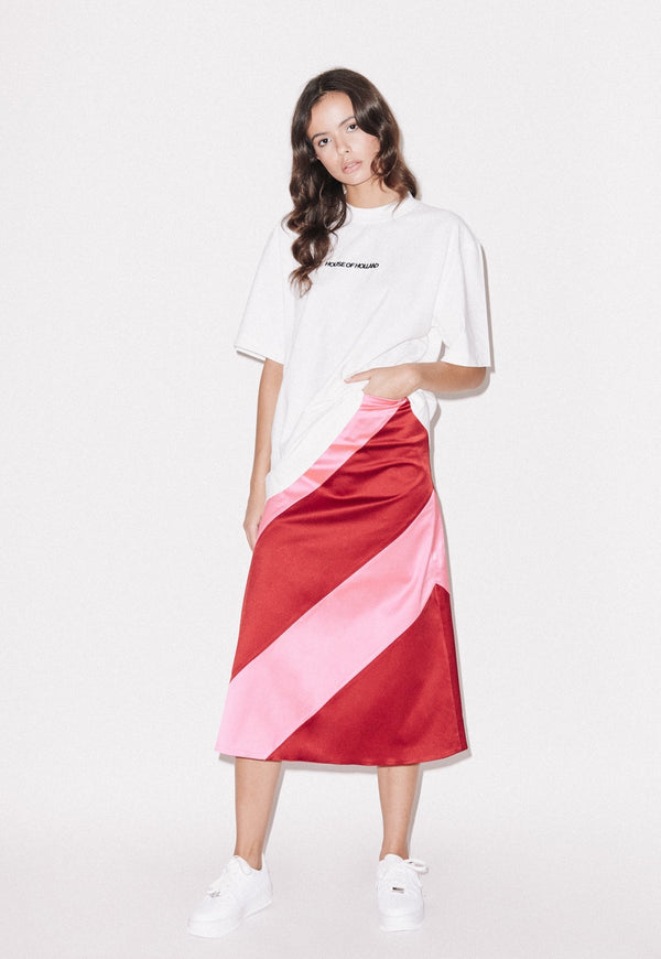 House Of Holland House Of Holland Bright Panelled Satin Midi Skirt