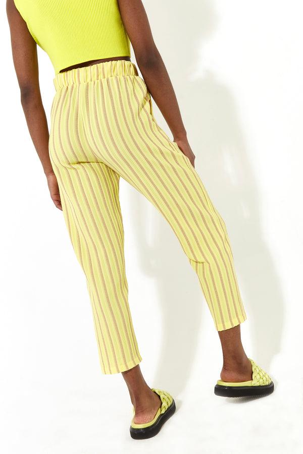 House Of Holland House Of Holland Casual Stripe Cropped Trousers In Yellow