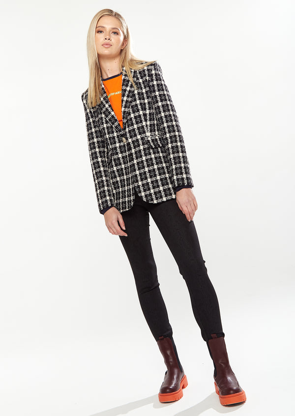 House Of Holland House Of Holland Checked Blazer In Black&White