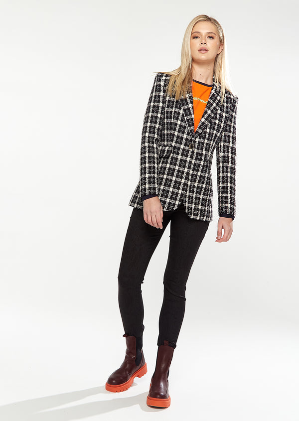 House Of Holland House Of Holland Checked Blazer In Black&White