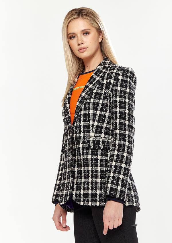 House Of Holland House Of Holland Checked Blazer In Black&White